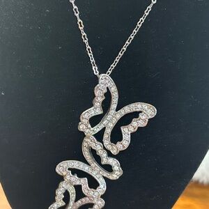 Nolan Miller Spirited Pave Butterfly Necklace 24” Fashion Jewelry Clear Stone